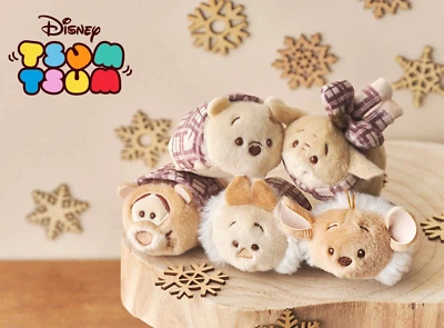 Disney Store Japan 5 White Pooh 2022 TSUM TSUM Mini Plush Set Tigger Eeyore Roo - Image 1 of 4