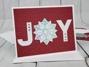 Merry Christmas Greeting Card Kit #2 [Lot of 4, Handmade Joy Snowflake Silver] - Picture 1 of 6
