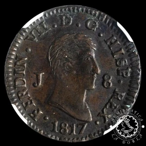 1817 - 8 MARAVEDIS - Fernando VII - JUBIA - NGC AU 58 BN - Picture 1 of 4