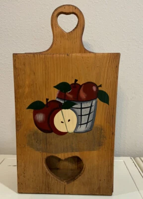 Vtg Wooden Apple Recycle Box Plastic Bags Wall Decor 1997 ABC Distributing Inc - Image 1 of 4