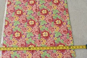 By 1/2 Yd, Large Pink Yellow & Green Floral on Lavender Cotton/Moda/Cornell,V369 - Picture 1 of 6