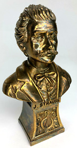 Composer Johann Strauss Bust 4" Bronze-Look Statue Repro of A Lucchesi Sculpture