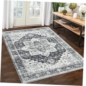 Large Rug 8x10 Machine Washable Area Rug Vintage 10' x 8' (Rectangular) Grey - Picture 1 of 7