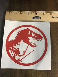 Calcomanía de pared para dinosaurios jurrásicos roja hecha a mano para interiores - Imagen 1 de 1