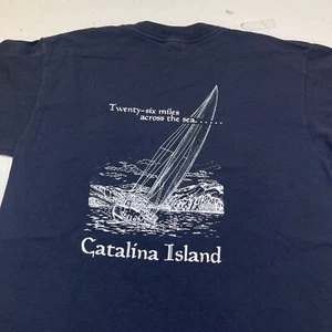 CATALINA ISLAND ISLANDER Ship Avalon Sail Boat TEE T SHIRT Sz Mens S Black - Picture 1 of 5