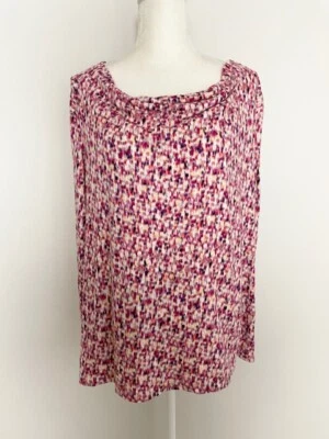 Liz Claiborne Woman Womens Top Blouse Size 1X Pink Cowl Neck Long Sleeves - Image 1 of 4