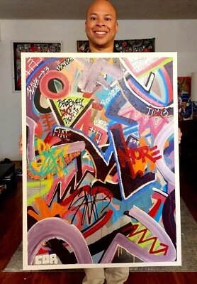 CORBELLIC ORIGINAL PAINTING 30X40 ABSTRACT TIME TRAVELER LARGE GALLERY CANVAS - Image 1 of 4