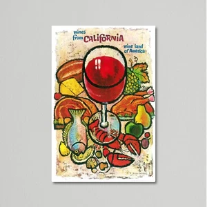 Vintage Travel Poster - California Wine Land Food by Amado Gonzalez - Picture 1 of 4