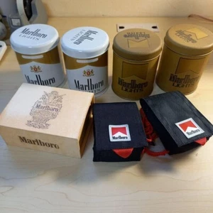 Cenicero vintage de latas de metal Marlboro y cajas de madera, etc. set de Japón - Imagen 1 de 12