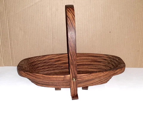 Vintage Handcrafted Deep Spring Wooden Collapsible Farm Wood Fruit Basket Cover