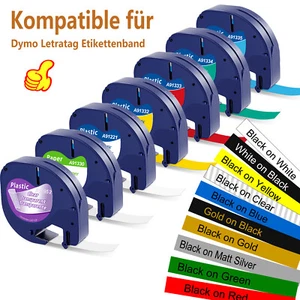 16951 91220 91221 Schriftband für Dymo Letra Tag Band LT-100T 100H XM Weiß 12mm - Bild 1 von 19
