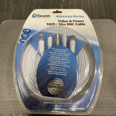Swann SWADS-30MBNC-GL Video and Power 100-Feet BNC Cable (White) BNC And DC - Image 1 of 3