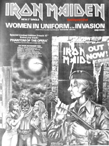 1980 Iron Maiden "Women In Uniform" Song Release Industry Promo Reprint Ad