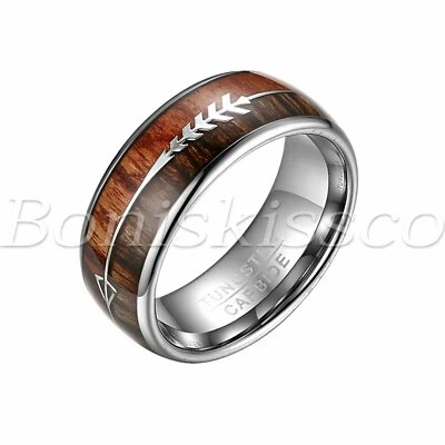 男式女式情侣情人节钨戒指木箭订婚结婚戒指 — 第 1/4 张图片