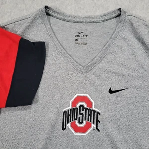 Ohio State Buckeyes Nike Dri-Fit Womens Medium Gray V-Neck Short Sleeve Shirt - Picture 1 of 8