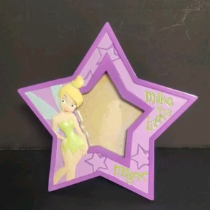 Disney Tinkerbell Purple Green Glitter "Make a Little Magic" Star Frame - Picture 1 of 5