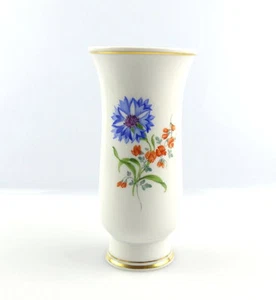 #e4314 Jarrón de flores Meissen / Jarrón con flores de colores y borde dorado 1. Wahl - Imagen 1 de 6