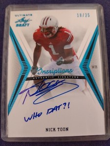 2012 LEAF ULTIMATE DRAFT INSCRIPTIONS NICK TOON ROOKIE ON CARD AUTO SP /25 