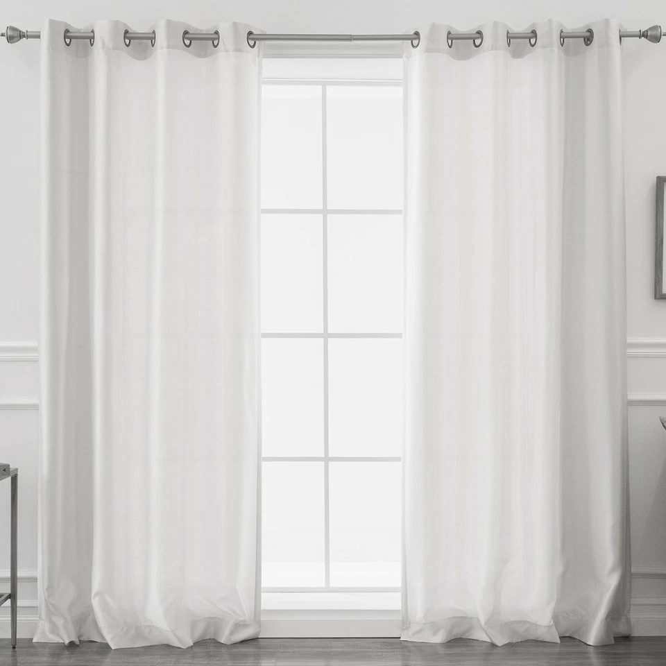 Cortina de ventana semi transparente 2 piezas VESTIDO hogar ojales superior color liso MIRA Foto 1 de 1