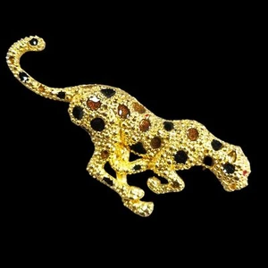 Broche prendedor grande de metal dorado de 3,5" para correr guepardo gato - Imagen 1 de 2