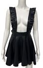 Forever 21 Junior's Black Faux Leather Ruffled Bouffant Overall Dress Size 13/14