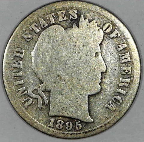 1895 S Barber Silver Dime Actual Coin Shown #x161 Cover
