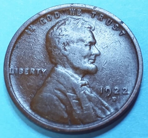 1922 D Lincoln Cent w/Rim Cud & Multiple Die Breaks Cover