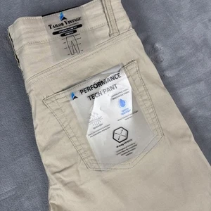 Tailor Vintage Mens Performance Tech Pants 30x32 Stone Slim Fit Water Resistant - Picture 1 of 12