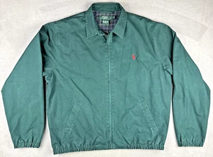 Vintage Polo Loop Kragen Jacke Flanell gefüttert Herren XL grün rot Pferd sehr guter Zustand - Bild 1 von 12