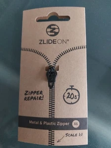 ZlideOn Reißverschluss Ersatz, 1 Stk - Schwarz, Schmal (XS) - Instant Zipper - Bild 1 von 1