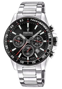 Reloj para hombre Festina Timeless cronógrafo esfera negra cuarzo 100M F20560-6 - Imagen 1 de 3