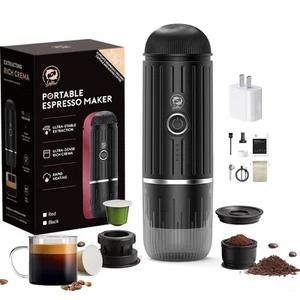 Portable Coffee Maker Travel Espresso Machine 120W Red Color, 19 Bar Pressure... - Picture 1 of 9