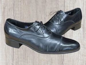 Zapatos de vestir Oxford vintage Florsheim negros Corbetta puntera con gorra para hombre talla 9B estrechos - Imagen 1 de 12