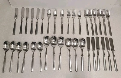 36 Pcs MCM Modern Dansk IHQ ANVIL Stainless Flatware Service For 6 - Image 1 of 4