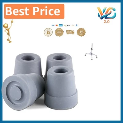 Paquete de 4 puntas de caña cuádruples de goma gris de 0,5 pulgadas resistentes al deslizamiento de repuesto Foto 1 de 3