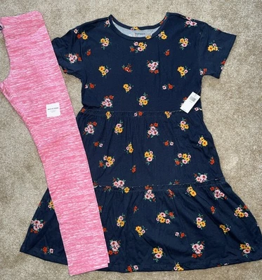 Lote De 2 Leggings Antiguos Azul Marino Niñas Talla L 10-12 Azul Floral Y Rosa Nuevos Con Etiquetas Foto 1 de 4