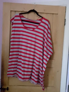 Next Grey and Red Short Sleeved Asymmetric T Shirt Size 18 Summer Holiday Travel - Picture 1 of 1