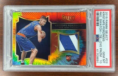 Kristaps Porzingis 2015 Panini Select #22 Rookie Swatch Tie-Dye Prizm /25 PSA 10 - image 1 of 4