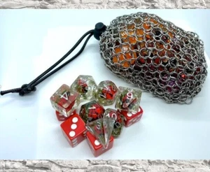 Small Chainmail Dice Bag- Holds TTRPG, 16mm Dice, Casino Dice, D&D dice and more - Picture 1 of 3