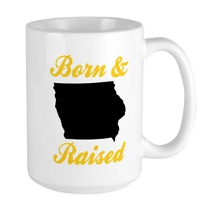 CafePress Iowa Born & Raised 15 Oz Ceramic Large Mug (133742789) - Picture 1 of 27