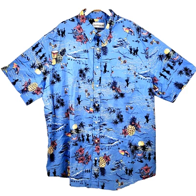 Saddlebred Tall Men Shirt Sz 2XT Classic Fit Short Sleeve Button Down Blue Multi - Image 1 of 4