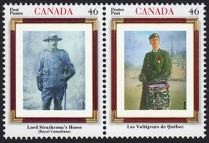 REGIMIENTOS CANADIENSES, Infantería Militar = Canadá 2000 #1877a Pareja Se-Tenant MNH - Imagen 1 de 1