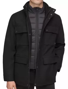 Guess Men’s Water Repellent Jacket With Zip Out Quilted Puffer Bib Size Medium - Picture 1 of 16