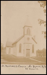 South Byron, New York, St. Michael's Church, Real Photo Postcard RPPC - Picture 1 of 3
