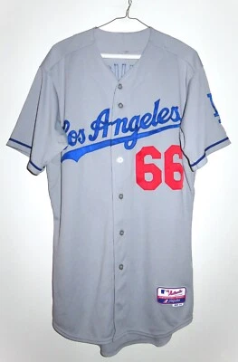 Majestic Authentic Los Angeles Dodgers Yasiel Puig Road Grey Jersey 44 Large L - Image 1 of 4