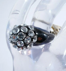 Lee Angel Women's Gunmetal Crystal Fireball Disco Ring Sz 6 NWT 165 - Picture 1 of 18