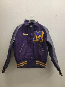 Texas Chenille Letterman Jacket Size Medium Purple & Yellow, Band-Karina - Picture 1 of 22