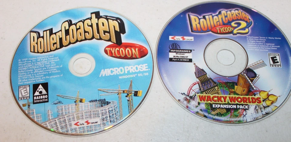 Rollercoaster Tycoon & Rollercoaster Tycoon 2 (PC, 2 Discs, Discs Only) Hasbro - Image 1 of 1