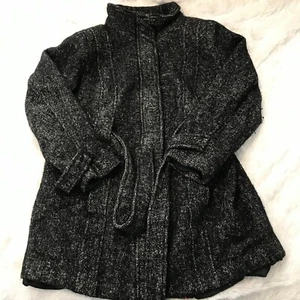 Marvin Richards Womans Size 1X Vintage Black & White Belted Full Zip Coat EUC - Picture 1 of 4