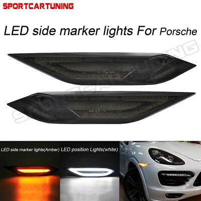 For 11-14 Porsche Cayenne 958 LED Smoked Turn Signal Side Marker Lights DRL Lamp Foto 1 de 4